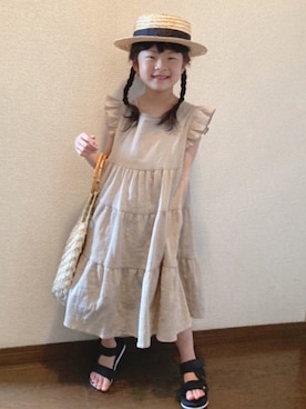「ペーパーバッグ」｜「アイテム（その他）」を使った、lenlen23さん（キッズ・80cm）の春コーディネート