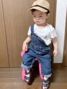 「シンフルコーデ」｜「アイテム（オールインワン・サロペット）」を使った、lenlen23さん（キッズ・80cm）の春コーディネート