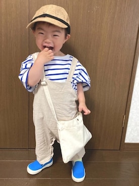 「ローリーズファーム(LOWRYS FARM)」｜「アイテム（サロペット/オーバーオール）」を使った、lenlen23さん（キッズ・80cm）の春コーディネート