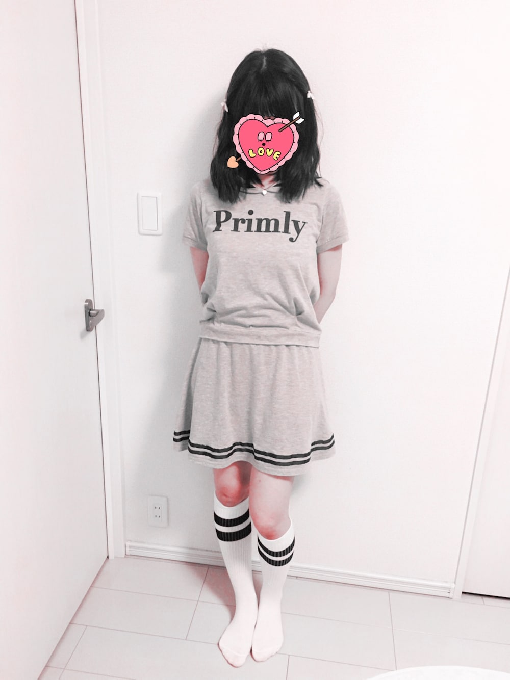 「運動会の応援」｜「WEGOのWEGO/ベロアミニリボンゴム（ヘアゴム、ホワイト系）」を使った、らいらいさん（レディース・160cm）の春コーディネートの1枚目の写真