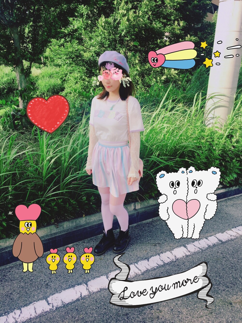 「Heatherのアイテム（ハンチング/ベレー帽、ブルー系）」を使った、らいらいさん（レディース・160cm）の夏コーディネートの1枚目の写真
