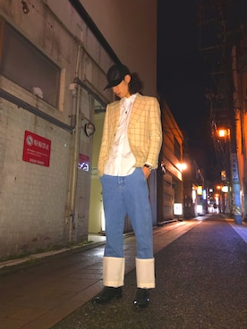 「LAD MUSICIAN（ラッドミュージシャン）のアイテム（その他シューズ）」を使った、＋チックさん（メンズ・183cm）の冬コーディネート