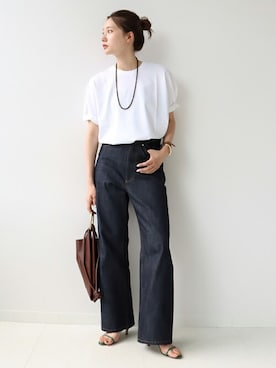 「plage（プラージュ）の【AVN /エーヴィーエヌ】SP WIDE デニム◆（デニムパンツ）」を使った、minamiさん（レディース・165cm）の夏コーディネート