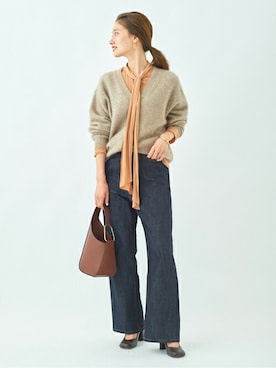 「plage（プラージュ）の【AVN /エーヴィーエヌ】SP WIDE デニム◆（デニムパンツ）」を使った、minamiさん（レディース・165cm）の秋コーディネート