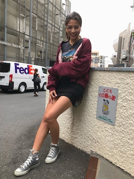 「GAP（ギャップ）のアイテム（MA-1）」を使った、ITKさん（レディース・158cm）の秋コーディネート