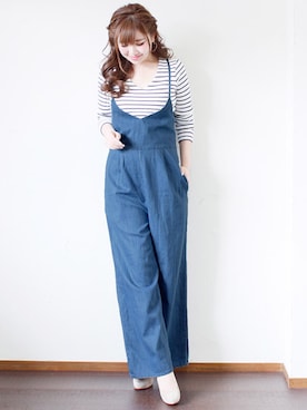 「BLUEEAST（ブルーイースト）のアイテム（オールインワン・サロペット）」を使った、ogayuriさん（レディース・160cm）の春コーディネート