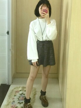 「PULL&BEAR（プルアンドベア）のアイテム（スカート）」を使った、乔猎人さん（レディース・155cm）の冬コーディネート