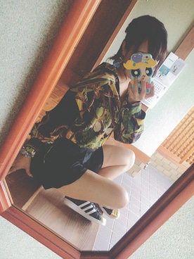 「Supreme.La.La.（シュープリームララ）のアイテム（パンツ）」を使った、あーちゃんさん（レディース・156cm）の夏コーディネート