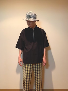 「tk.TAKEO KIKUCHI（ティーケータケオキクチ）のアイテム（帽子）」を使った、YØUMEЯUさん（メンズ・168cm）の夏コーディネート