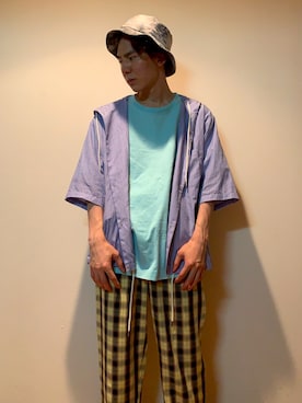 「tk.TAKEO KIKUCHI（ティーケータケオキクチ）のアイテム（帽子）」を使った、YØUMEЯUさん（メンズ・168cm）の夏コーディネート
