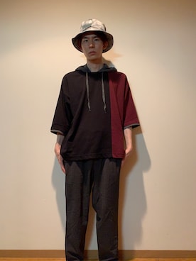 「tk.TAKEO KIKUCHI（ティーケータケオキクチ）のアイテム（帽子）」を使った、YØUMEЯUさん（メンズ・168cm）の夏コーディネート