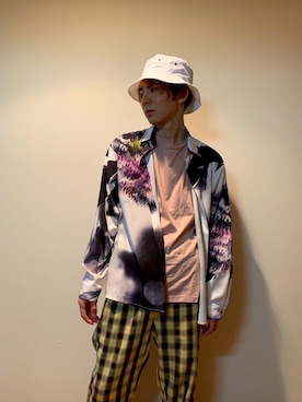 「tk.TAKEO KIKUCHI（ティーケータケオキクチ）のアイテム（帽子）」を使った、YØUMEЯUさん（メンズ・168cm）の夏コーディネート