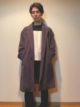 「tk.TAKEO KIKUCHI」｜「アイテム（チェスターコート）」を使った、YØUMEЯUさん（メンズ・168cm）の冬コーディネート