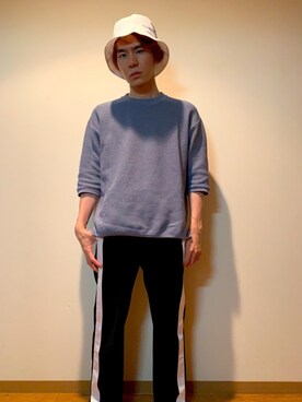 「tk.TAKEO KIKUCHI（ティーケータケオキクチ）のアイテム（帽子）」を使った、YØUMEЯUさん（メンズ・168cm）の夏コーディネート