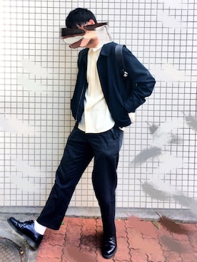 「school」｜「アイテム（ブルゾン）」を使った、〆さん（メンズ・183cm）の秋コーディネート