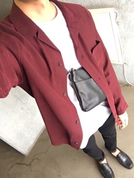 「CIAOPANIC（チャオパニック）のフィブリルオープンカラーシャツ（シャツ/ブラウス）」を使った、Aさん（メンズ・175cm）の夏コーディネート