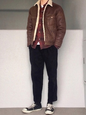 「Lee（リー）のアイテム（ブルゾン）」を使った、Aさん（メンズ・175cm）の春コーディネート