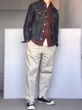 「無印良品（ムジルシリョウヒン）のアイテム（デニムジャケット）」を使った、Aさん（メンズ・175cm）の春コーディネート