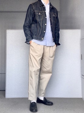 「無印良品（ムジルシリョウヒン）のアイテム（デニムジャケット）」を使った、Aさん（メンズ・175cm）の春コーディネート