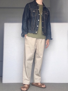「無印良品（ムジルシリョウヒン）のアイテム（デニムジャケット）」を使った、Aさん（メンズ・175cm）の春コーディネート