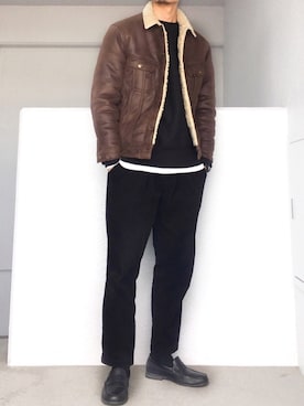 「Lee（リー）のアイテム（ブルゾン）」を使った、Aさん（メンズ・175cm）の冬コーディネート