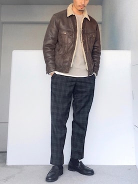 「Lee（リー）のアイテム（ブルゾン）」を使った、Aさん（メンズ・175cm）の冬コーディネート