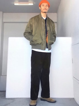 「無印良品（ムジルシリョウヒン）のアイテム（デニムジャケット）」を使った、Aさん（メンズ・175cm）の冬コーディネート
