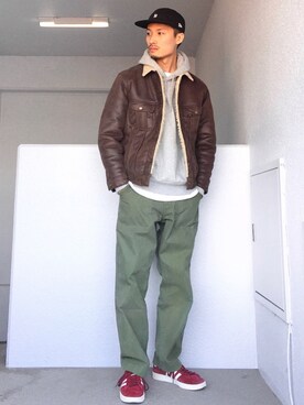 「Lee（リー）のアイテム（ブルゾン）」を使った、Aさん（メンズ・175cm）の冬コーディネート