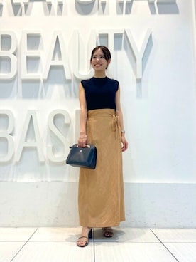 「アイテム（スカート、オレンジ系）」を使った、NBB STAFF 14さん（レディース・154cm）の夏コーディネート