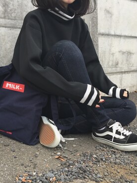 「ラインニット」｜「アイテム（その他）」を使った、kanaさん（レディース・161cm）の秋コーディネート