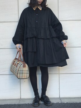 「バーバリー」｜「アイテム（シャツワンピース）」を使った、kanaさん（レディース・161cm）の冬コーディネート