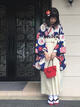 「袴パンツ」｜「アイテム（浴衣）」を使った、kanaさん（レディース・161cm）の春コーディネート
