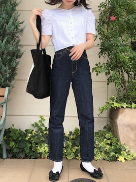 「ハイウエストストレートジーンズ」｜kanaさん（レディース・161cm）の夏コーディネート