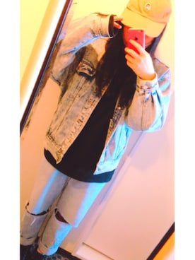 「ベンデイビス」｜「アイテム（デニムジャケット）」を使った、#sakuraiさん（レディース・169cm）の春コーディネート