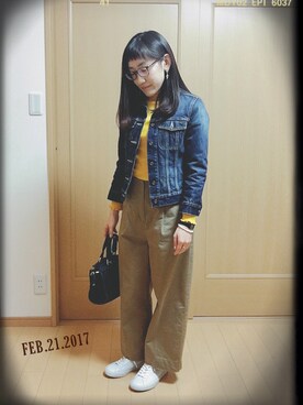 「JOURNAL STANDARD LUXE（ジャーナルスタンダード　ラックス）のアイテム（デニムジャケット）」を使った、Shigemi さん（レディース・151cm）の冬コーディネート