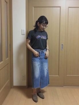 「アイテム（デニムスカート、ブルー系）」を使った、Shigemi さん（レディース・151cm）の夏コーディネート