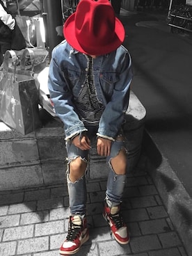「Jordan」｜「アイテム（デニムジャケット）」を使った、R.T.さん（メンズ・165cm）の夏コーディネート