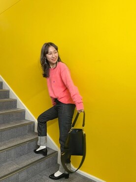 「春カラー」｜「アイテム（レインシューズ）」を使った、sayaさん（レディース・161cm）の冬コーディネート