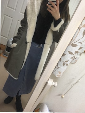 「Another Edition（アナザーエディション）のアイテム（ムートンコート）」を使った、あっちゃん。さん（レディース・162cm）の冬コーディネート