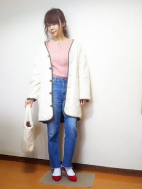 「無地党」｜「アイテム（ブルゾン）」を使った、RIE..:*:･･☆さん（レディース・163cm）の冬コーディネート
