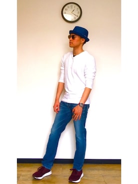 「blue」｜「アイテム（アナログ腕時計）」を使った、GOさん（メンズ・165cm）の春コーディネート