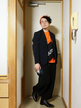 「Rodeo Crowns（ロデオクラウンズ）のアイテム（バッグ）」を使った、埒之（らちゆき）さん（メンズ・169cm）の秋コーディネート