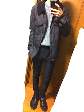 「COMME des GARCONS HOMME DEUX（コムデギャルソンオムドゥ）のアイテム（ブーツ）」を使った、ゆうきさん（メンズ・165cm）の冬コーディネート