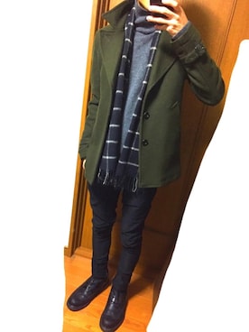 「COMME des GARCONS HOMME DEUX（コムデギャルソンオムドゥ）のアイテム（ブーツ）」を使った、ゆうきさん（メンズ・165cm）の冬コーディネート