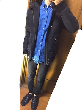 「UNIQLO（ユニクロ）のWOMEN ウルトラストレッチジーンズ（デニムパンツ）」を使った、ゆうきさん（メンズ・165cm）の冬コーディネート