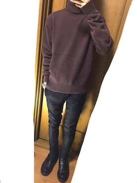 「COMME des GARCONS HOMME DEUX（コムデギャルソンオムドゥ）のアイテム（ブーツ）」を使った、ゆうきさん（メンズ・165cm）の冬コーディネート