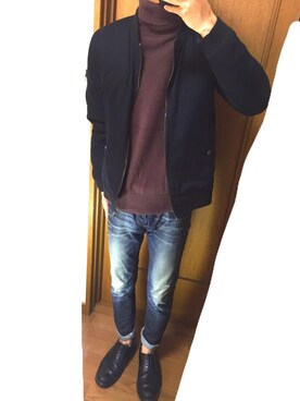 「COMME des GARCONS HOMME DEUX（コムデギャルソンオムドゥ）のアイテム（ブーツ）」を使った、ゆうきさん（メンズ・165cm）の冬コーディネート