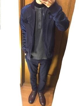 「LACOSTE（ラコステ）のアイテム（その他アウター）」を使った、ゆうきさん（メンズ・165cm）の冬コーディネート