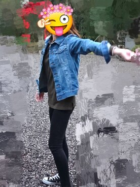 「花見」｜「アイテム（デニムジャケット）」を使った、Naaa☆さん（レディース・158cm）の春コーディネート
