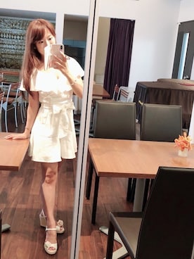 「スナイデル」｜「アイテム（オールインワン・サロペット）」を使った、辰巳真理恵さん（レディース・154cm）の夏コーディネート